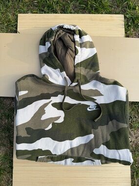 Nike Green and White Camo Hoodie